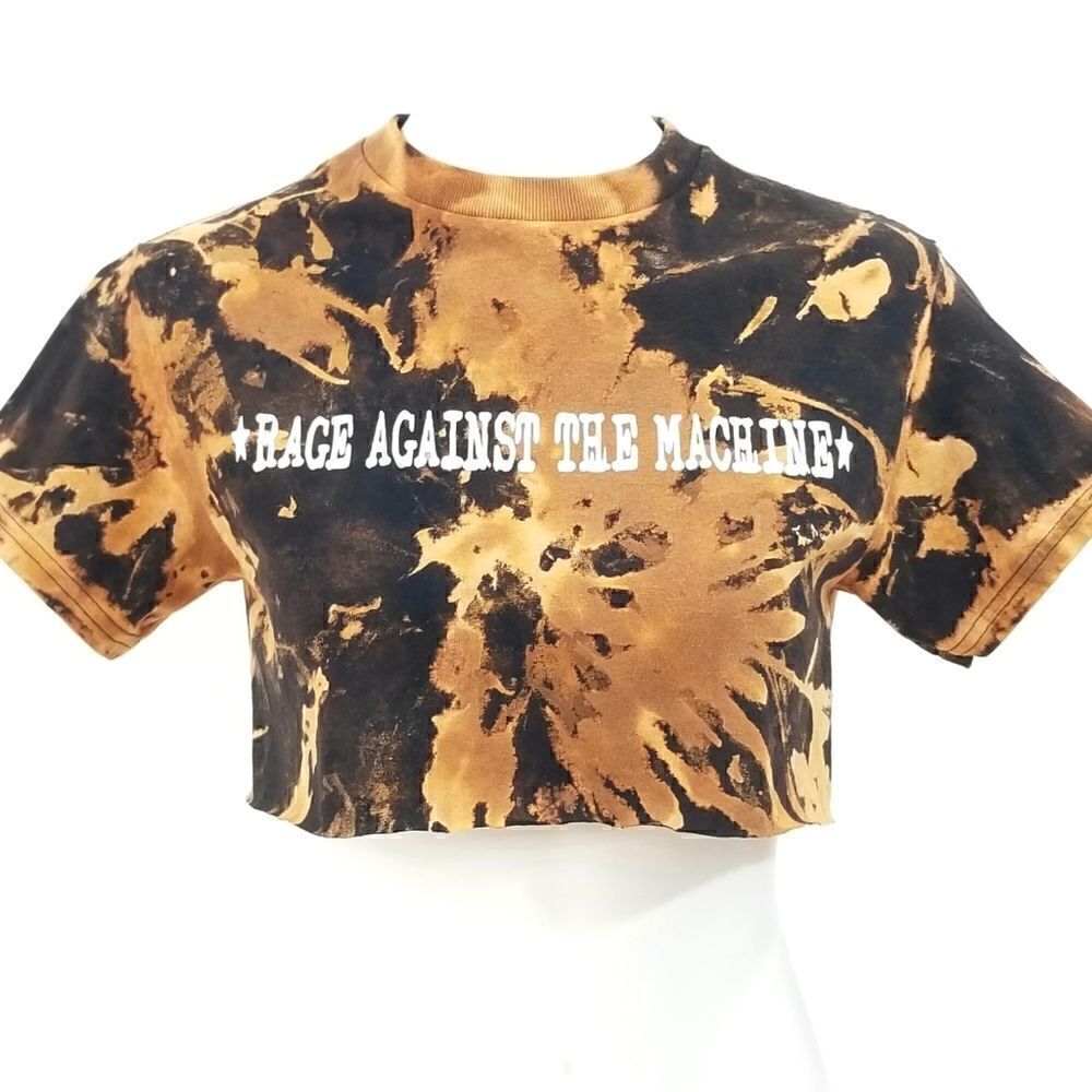 Rage Against The Machine Acid Wash, Distressed Crop Top (Band Tee) Rock Tee y2k